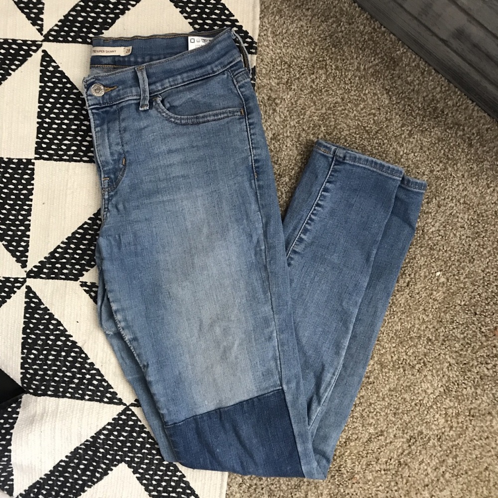 Levi’s 710’s light wash with dark patch